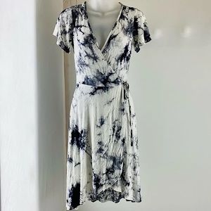 Caution To The Wind Tie Dye Faux Wrap Dress